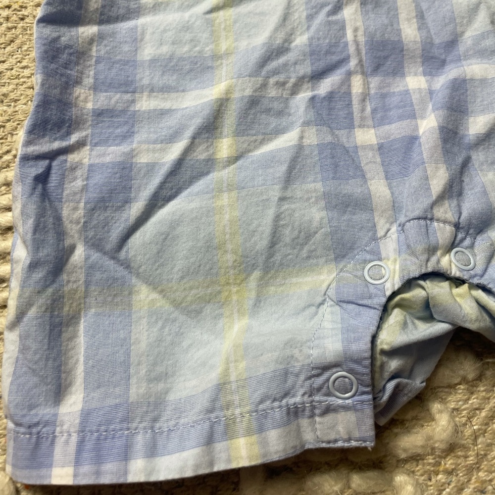 Janie and Jack Blue Green Plaid Polo One Piece Size 6 to 12 Months - Picture 3 of 5